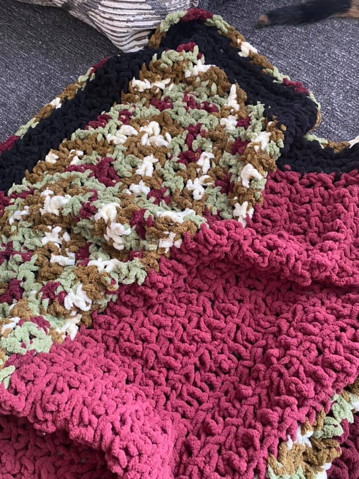 A blanket made by crochet